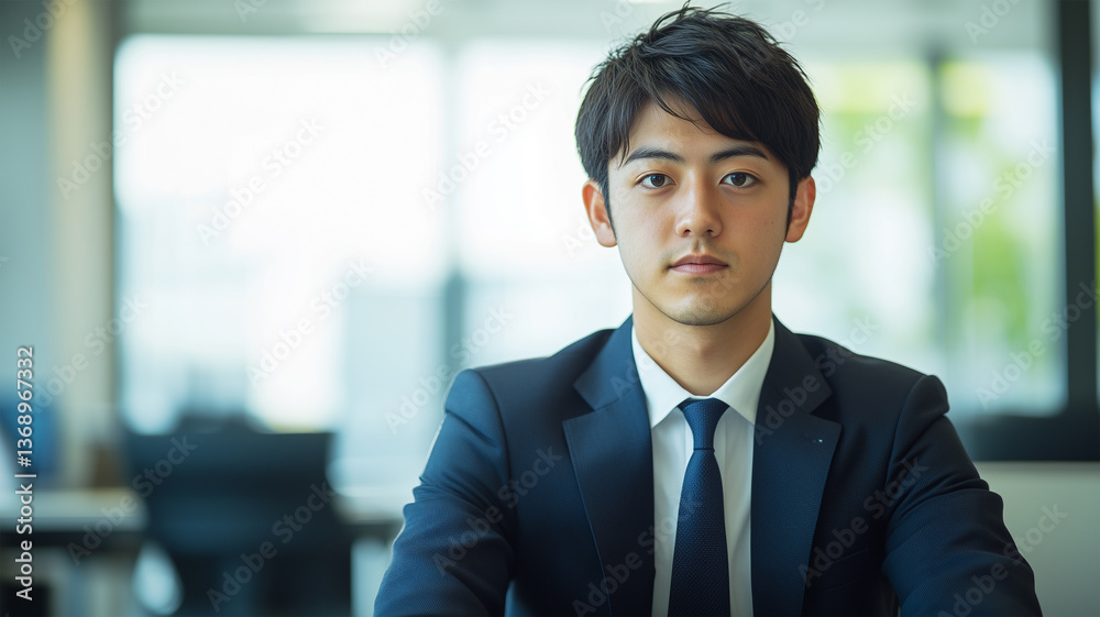 面接に臨む日本人求職者の真剣な表情 面接に臨む日本人求職者の真剣な表情