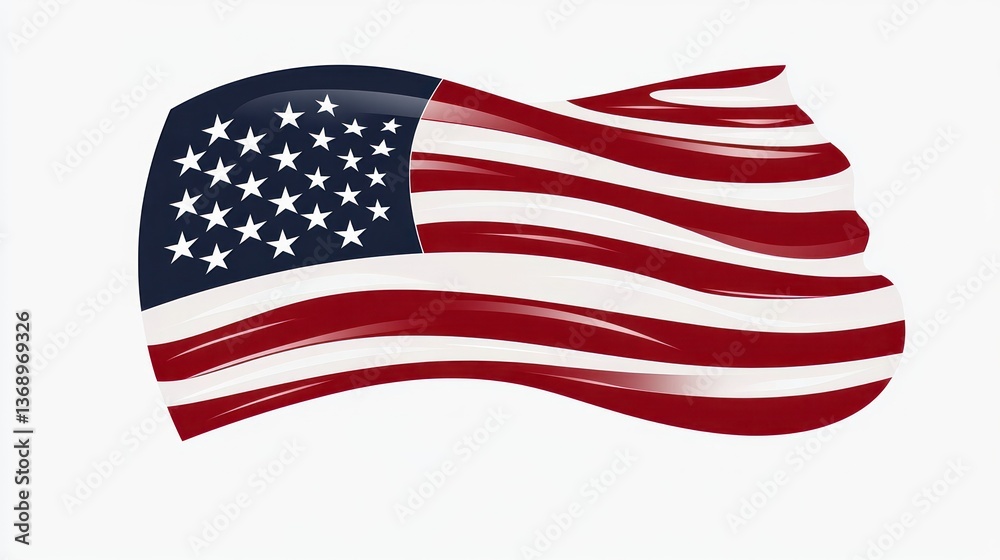 Fototapeta premium Waving Flag with Stars and Stripes Patriotic Symbol National Identity Freedom Icon Design E