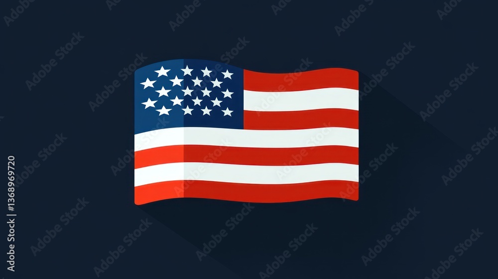 Waving Flag with Stripes and Stars on a Dark Background Ideal for Patriotic Themes and Nationa Waving Flag with Stripes and Stars on a Dark Background Ideal for Patriotic Themes and Nationa