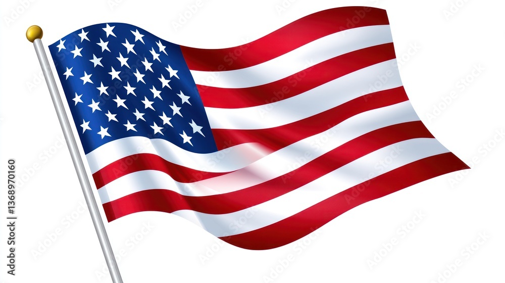 Obraz premium Waving Flag with Stripes and Stars Patriotic Symbol National Identity Celebration of Freedom