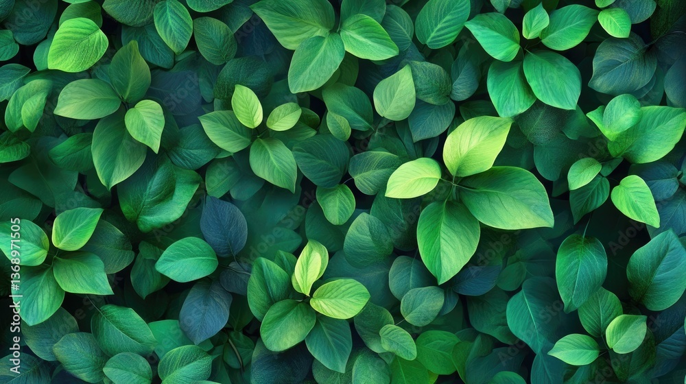 Vegetative background with leaves and plants, lush green foliage, top view Vegetative background with leaves and plants, lush green foliage, top view