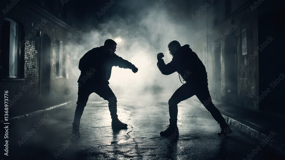 Fototapeta premium Two men fighting on the street