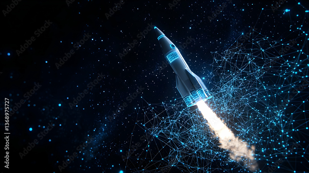 Obraz premium Futuristic Rocket Launch In Space