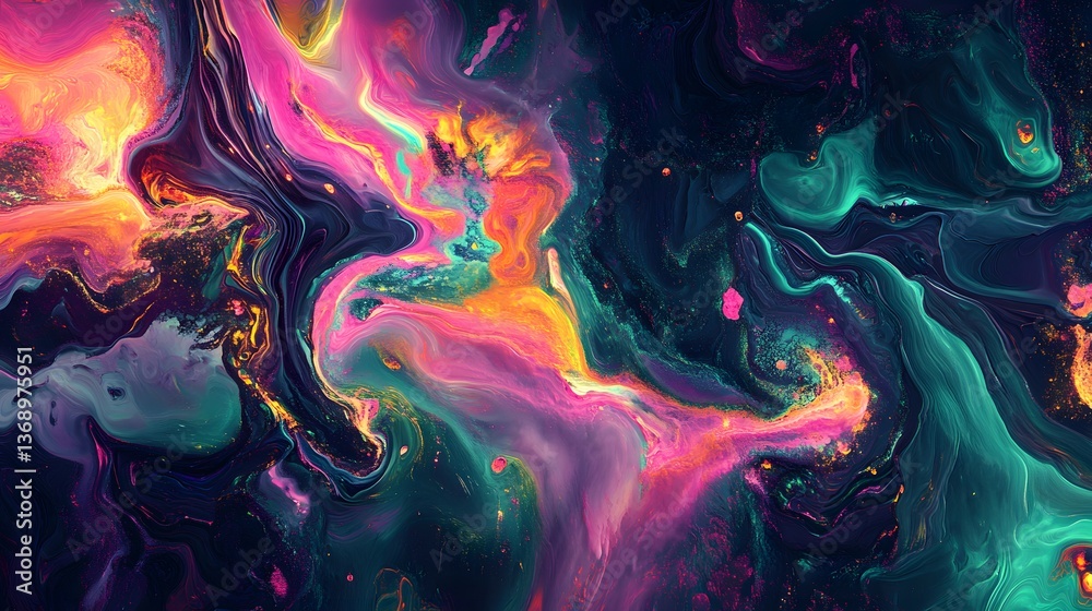 Obraz premium Vibrant cosmic dance of colors blending in a swirling abstract masterpiece