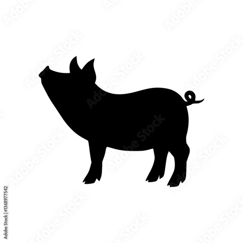 Pig Silhouette - Minimalist Animal Icon
