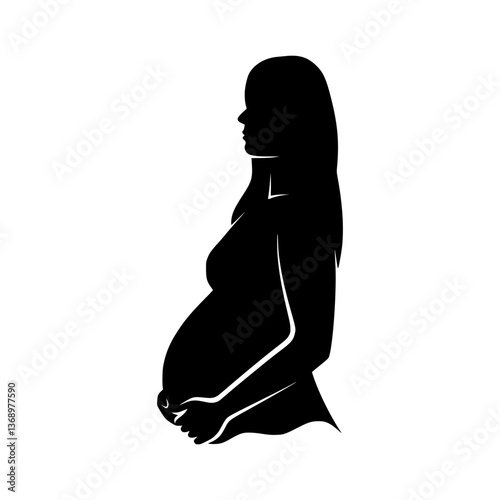 Pregnant Woman Silhouette - Vector Icon