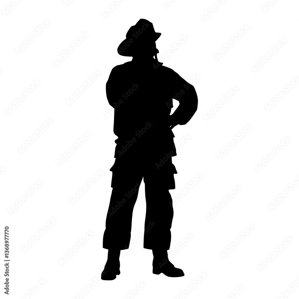 Silhouette Firefighter Vector Icon Silhouette Firefighter Vector Icon