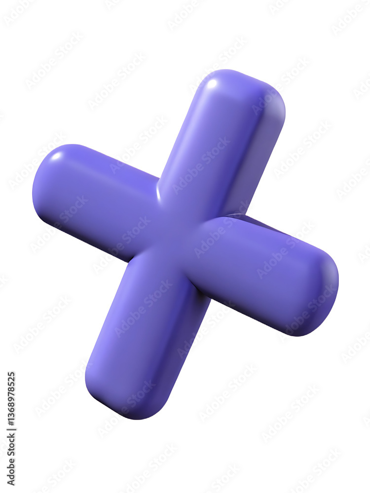 Fototapeta premium 3D purple cross button icon