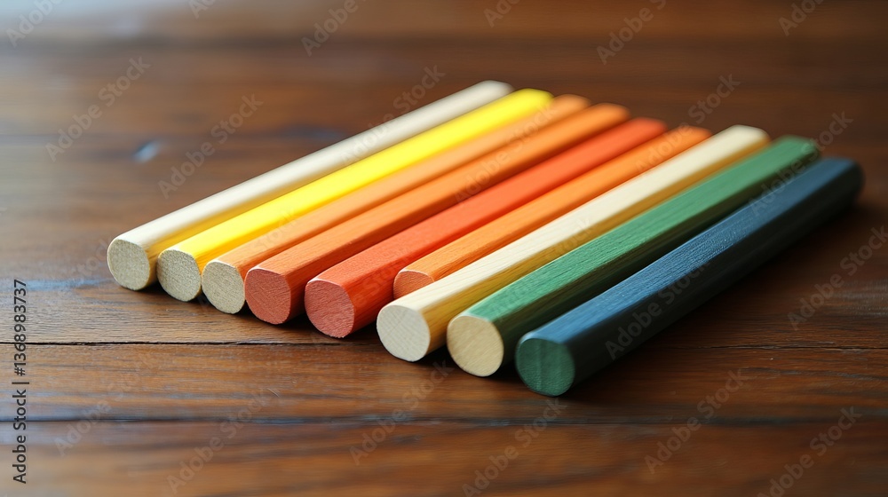 Obraz premium Colorful chalk pastel sticks for drawing art supplies on wooden background close up macro photography
