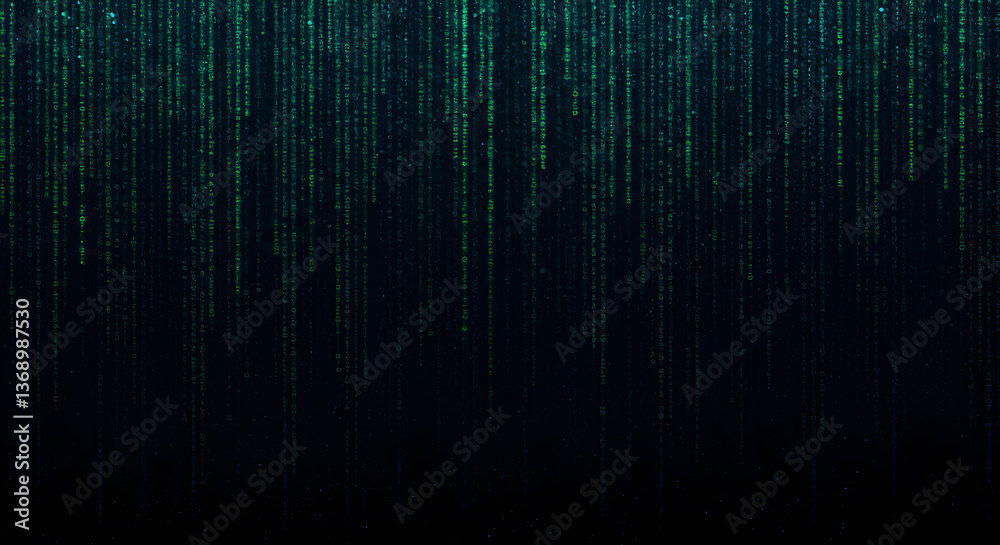 Abstract digital rain matrix background with falling green glowing numbers Abstract digital rain matrix background with falling green glowing numbers