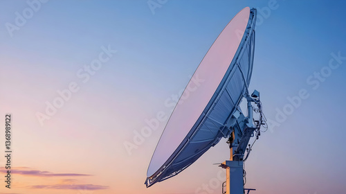 Large Satellite Dish at Sunset