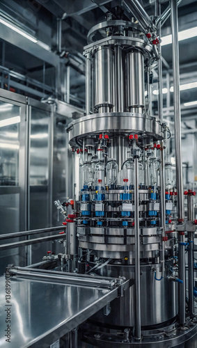 Obraz na płótnie Automated liquid filling process in a pharmaceutical factory w salonie