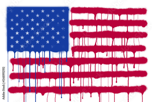Fotografie Spraypaint American Flag Dripping
