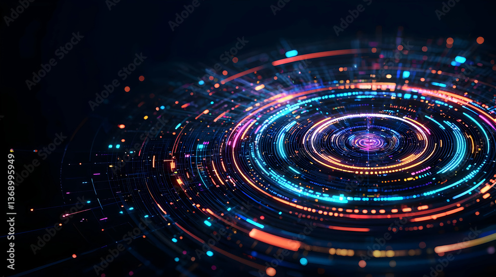 Obraz premium Abstract Colorful Glowing Circular Pattern