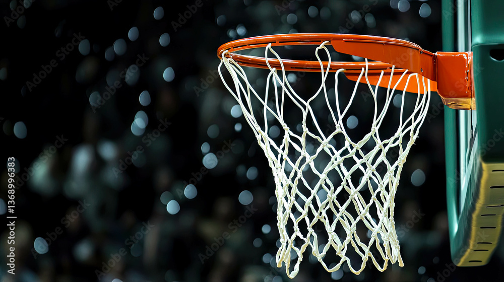 Intense moment in a basketball game as players aim for the hoop during a thrilling match