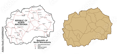 Maps of North Macedonia. Macedonia map silhouette illustration set. Macedonia map collection.