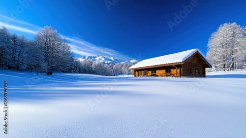 Winter Wonderland: A Cozy Cabin in the Snow-Covered Mountains