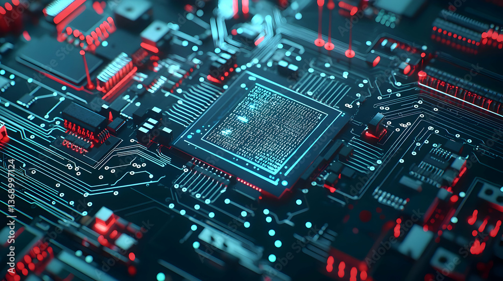 High-Tech Processor On Circuit Board High-Tech Processor On Circuit Board