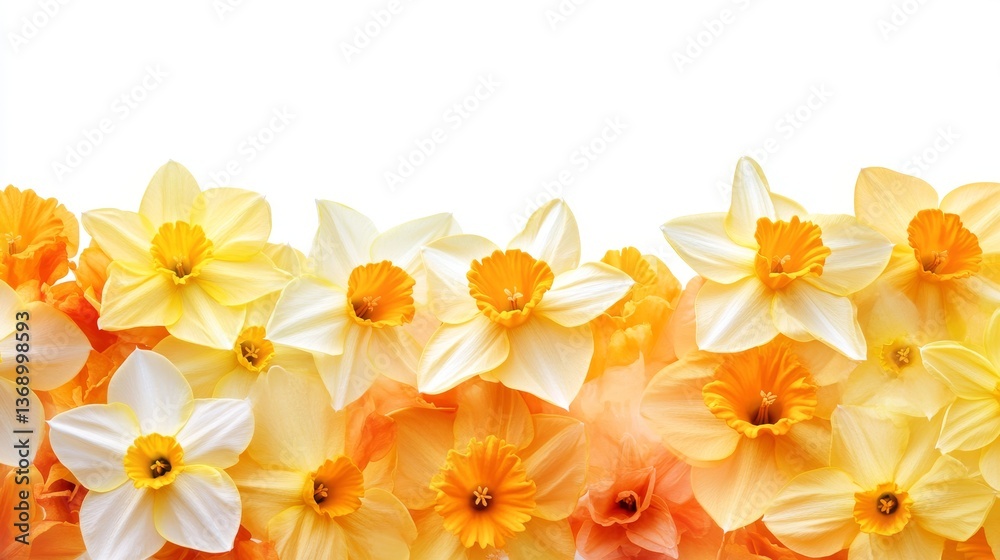 Fototapeta premium A delightful border of daffodil petals, framed with negative space, ideal for layouts
