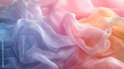 Soft Fabric Waves in Pastel Colors with Delicate Texture and Flow
