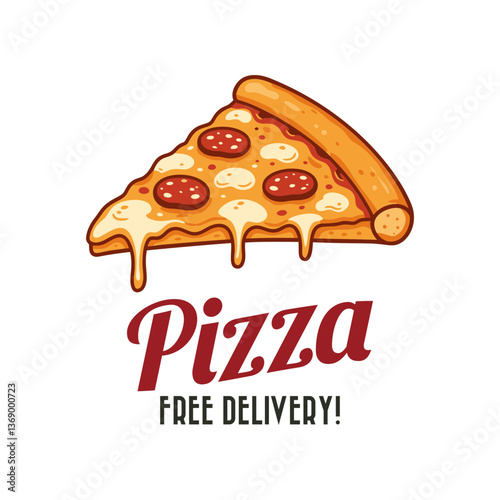 Pizza slice logo. A logo design suitable for all businesses related to Italian cuisine. Editable logo template.