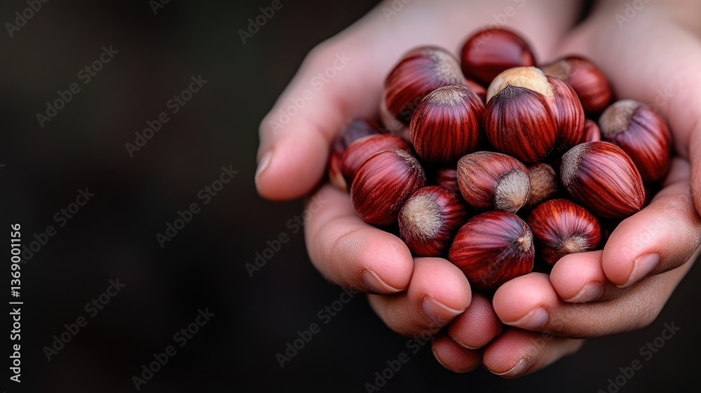 Handfuls of hazelnuts Handfuls of hazelnuts