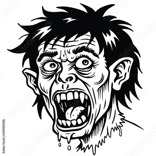 Scary tribal wild beast head illustration