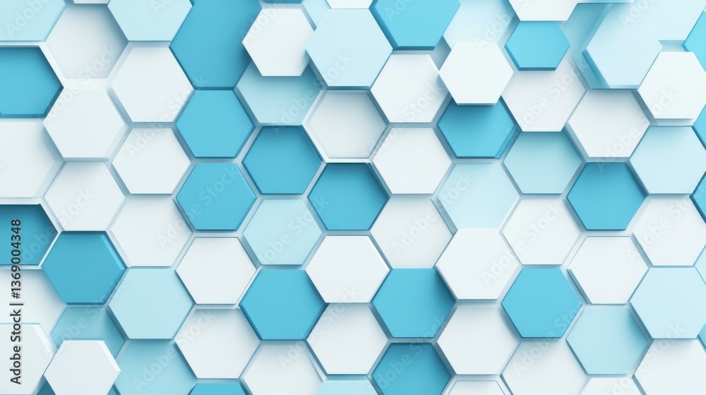 Fototapeta premium A striking abstract design featuring blue and white hexagons, perfect for a modern techthemed backdrop or illustration.