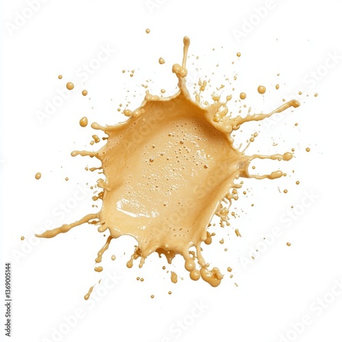 An Stock, abstract, futuristic 3D texture with frozen splashes of liquid gold leaf flakes, isolated on a transparent background
