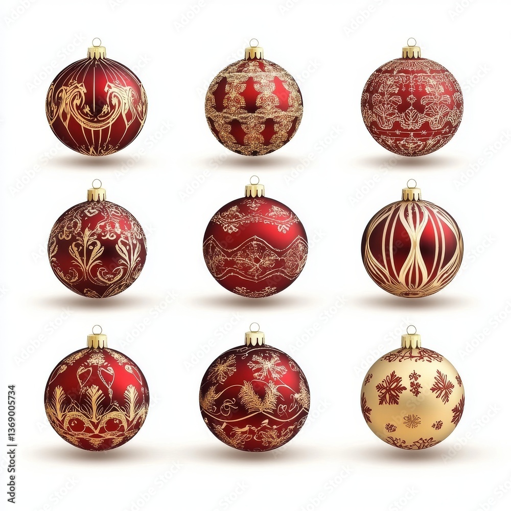 A group of Christmas tree decorations, isolated on a transparent background A group of Christmas tree decorations, isolated on a transparent background