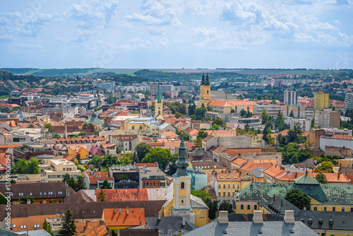 Aerial view of the rooftops of the city Nitra, Slovakia. Landscape concept.