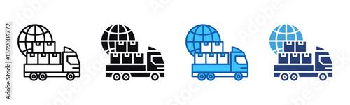 Worldwide Delivery icon sheet multiple style collection
