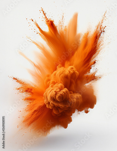 Orange Farbexplosion mit dynamischer Bewegung
