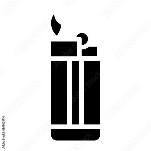Flame Lighter Fire Glyph Icon