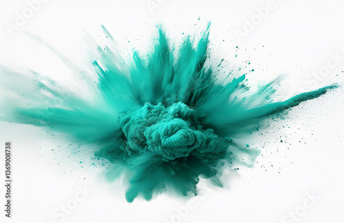 Türkis-grüner Farbsplash auf minimalistischem Hintergrund