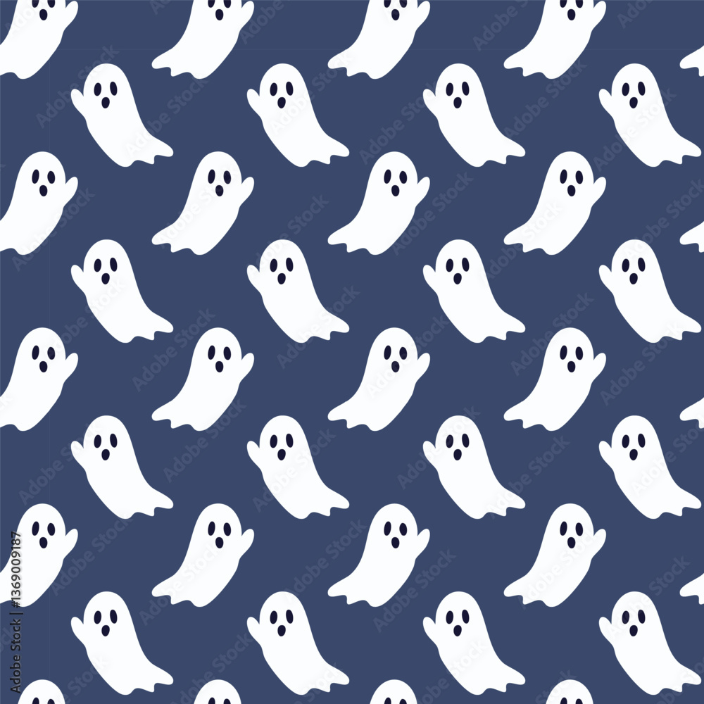 Fototapeta premium Halloween ghost pattern background vector illustration