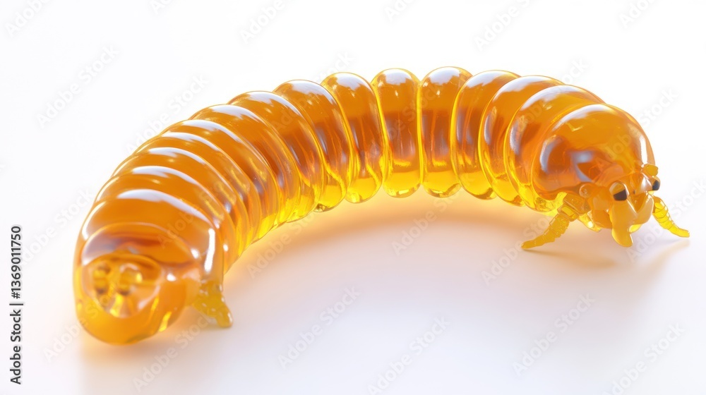 Naklejka premium Honeycomb Worm, 3D Rendered