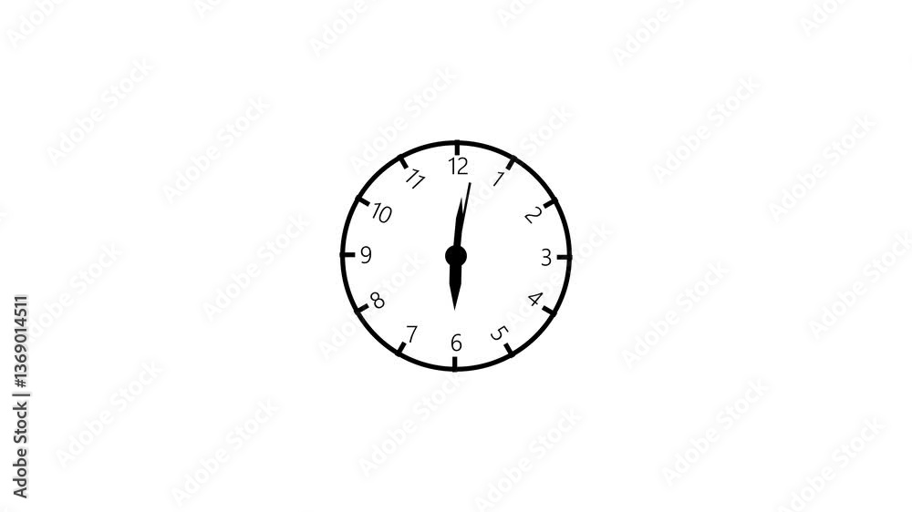 Wall clock countdown 24 hours fast speed arrow line clock animation on black background, , Wall clock countdown 24 hours fast speed arrow line clock animation on black background, ,