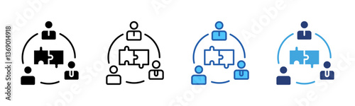 Teamwork icon sheet multiple style collection