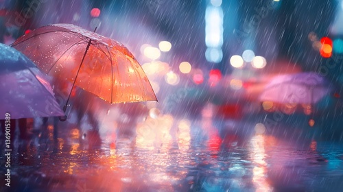 Wallpaper Mural Rainy Night City Stroll Under Umbrellas Torontodigital.ca