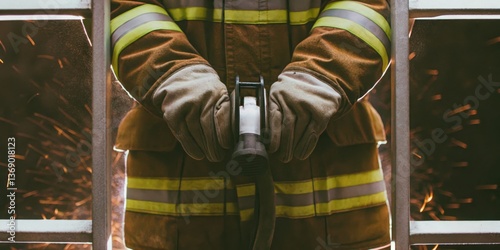 Firefighter prepares equipment with determination in a challenging environment