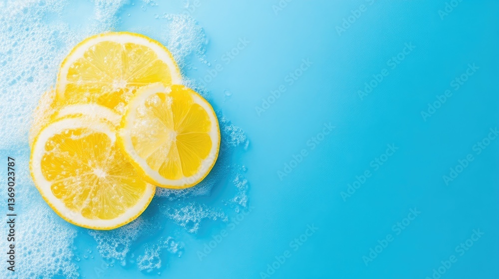 Fresh lemon slices in soapy water Fresh lemon slices in soapy water