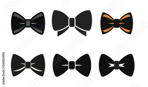 Six stylish bow tie icons set vector illustration