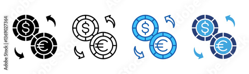 Currency Exchange icon sheet multiple style collection