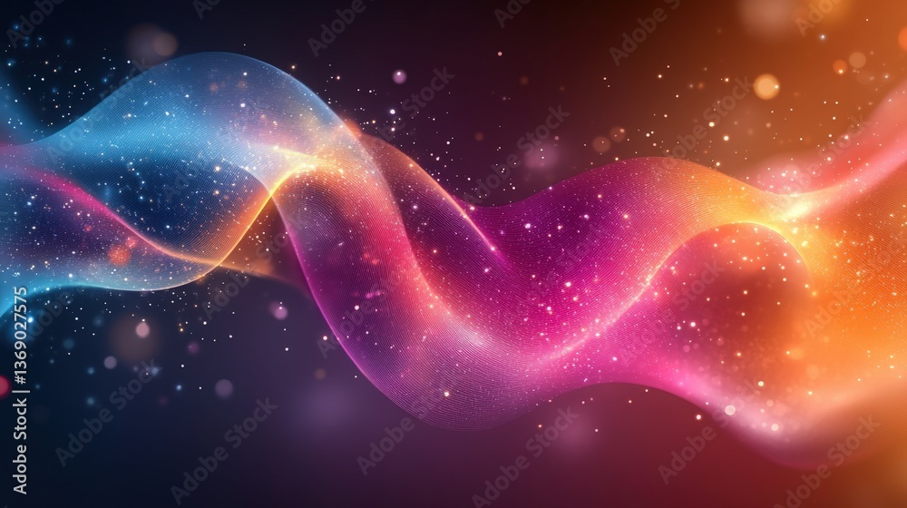 Obraz premium Abstract Colorful Wave Pattern with Glitter and Light Effects