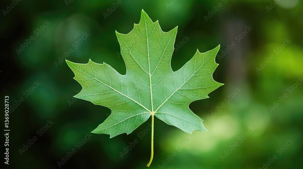 Closeup view of a green leaf with blurred greenery in the background Closeup view of a green leaf with blurred greenery in the background