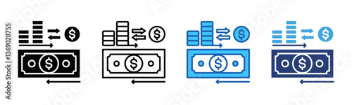 Cash Flow icon sheet multiple style collection