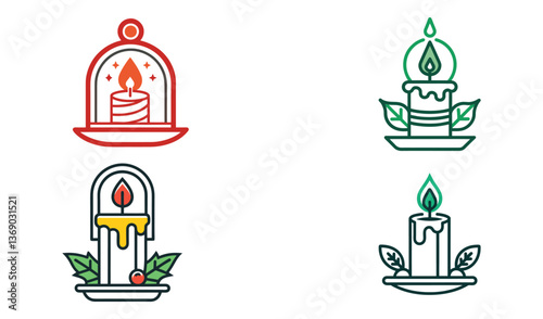vector illustration of a set of candles