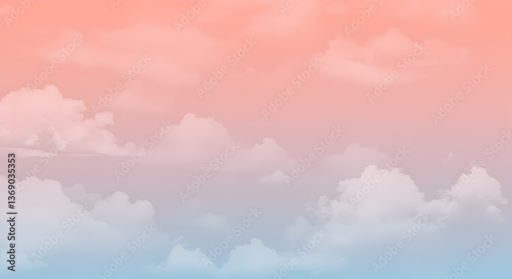 Obraz premium Dreamy pastel gradient sky with soft clouds and a serene ethereal atmosphere