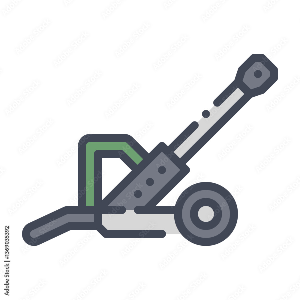 Artillery filled outline icon. Artillery color line illustration. Artillery filled outline icon. Artillery color line illustration.